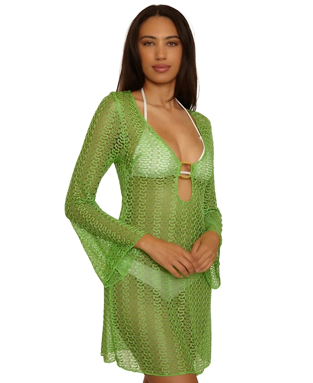 celandine crochet v-neck mini dress Celandine Crochet V-Neck Mini Dress
