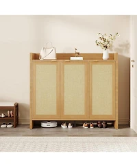 gaomon Shoe Cabinet Rattan Shoe Cabinet Storage for Entryway 41 inch Tall 6-Tier Large Shoe Organizer Closet Farmhouse Cabinet with Doors