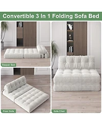 gaomon Folding Sofa Bed, Futon Sofa Bed, Floor Folding Couch for Living Room, Convertible Sleeper Chair with Pillow Foldable Mattress Back Support