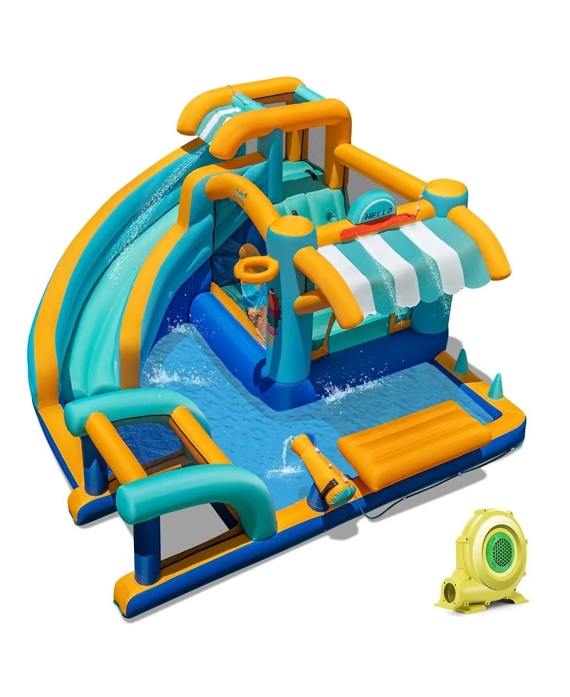 Mecale Inflatable Water Slide Bounce House Jump Castle with Water Cannon