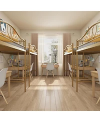 gaomon Metal Loft Bed with Ladder Guardrail Heavy Duty 400 Lbs No Box Spring Easy Assembly Space-Saving