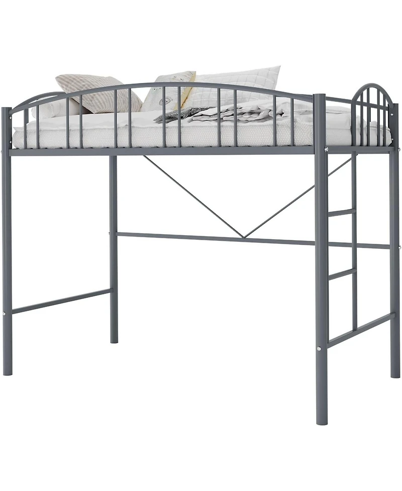 gaomon Loft Bed-Heavy Duty Metal Frame-Arched Guardrail Safety Ladder-Space Saving Dorm Bedroom Furniture