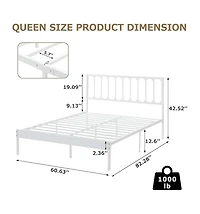 gaomon Queen Bed Frame Wave Headboard Under Bed Storage Heavy Duty Steel Slats Noise-Free Platform No Box Spring Easy Assembly