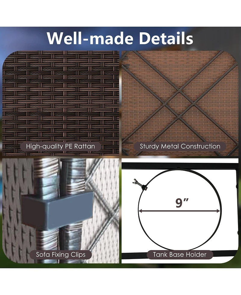 Gymax Set of 7 Patio Furniture 40000 Btu Gas Fire Pit Table Propane Tank Cover