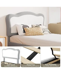 gaomon Bed Frames for Kids with Soft headboard, Velvet Low Frame Girls, Boys