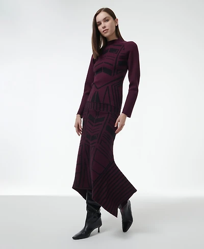 Leem Women's Geometric Jacquard Fitted Knit Top