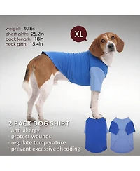 Aronkl 2 Pack Breathable Cotton Spandex Dog T-shirts for Year-Round Comfort