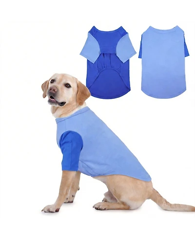 Aronkl 2 Pack Breathable Cotton Spandex Dog T-shirts for Year-Round Comfort