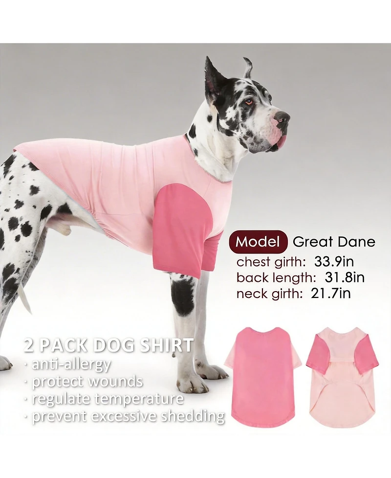 Aronkl 2 Pack Breathable Cotton Spandex Dog T-shirts for Year-Round Comfort
