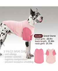 Aronkl 2 Pack Breathable Cotton Spandex Dog T-shirts for Year-Round Comfort