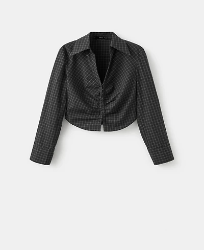 Mango Women's Gathered Check Blouse