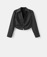 Mango Women's Gathered Check Blouse