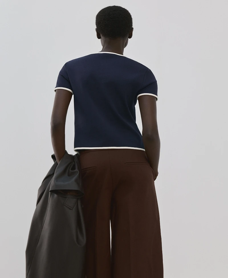 Mango Women's Buttoned Cotton T-Shirt