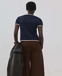 Mango Women's Buttoned Cotton T-Shirt