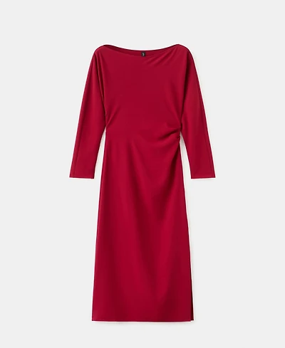 Mango Women's Boat-Neck Ruched Dress