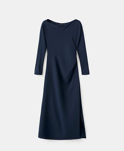 Mango Women's Boat-Neck Ruched Dress