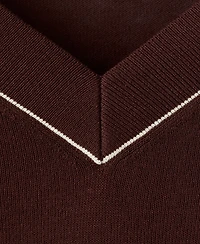 Mango Women's Contrast Piping V-Neck Sweater