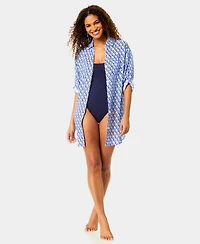 Anne Cole Women's Tail Button-Down Printed Swim Shirt