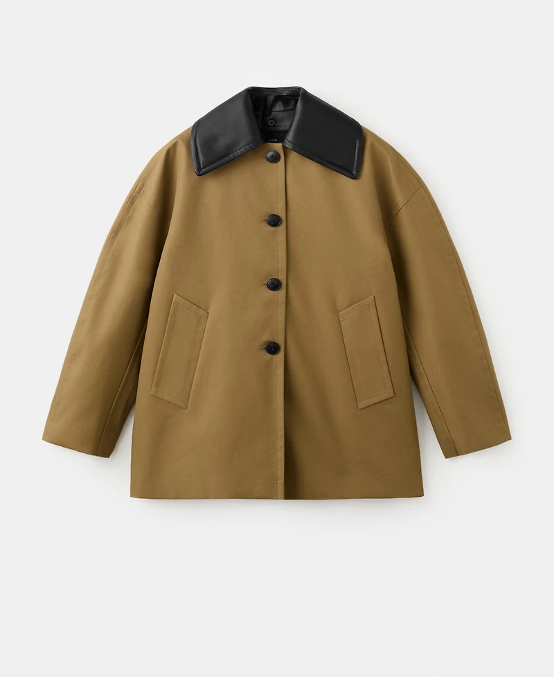 Mango Women's Faux Leather Effect Trench Coat