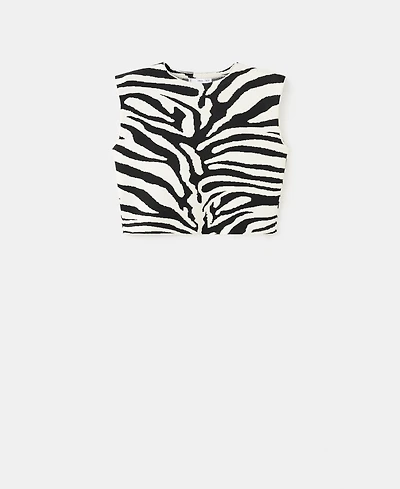 Mango Women's Zebra Print Knit Top