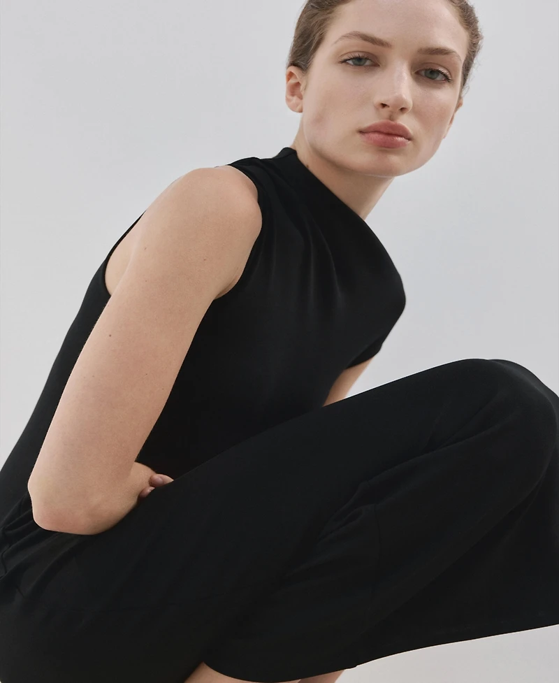 Mango Women's Asymmetrical-Neck Midi Dress