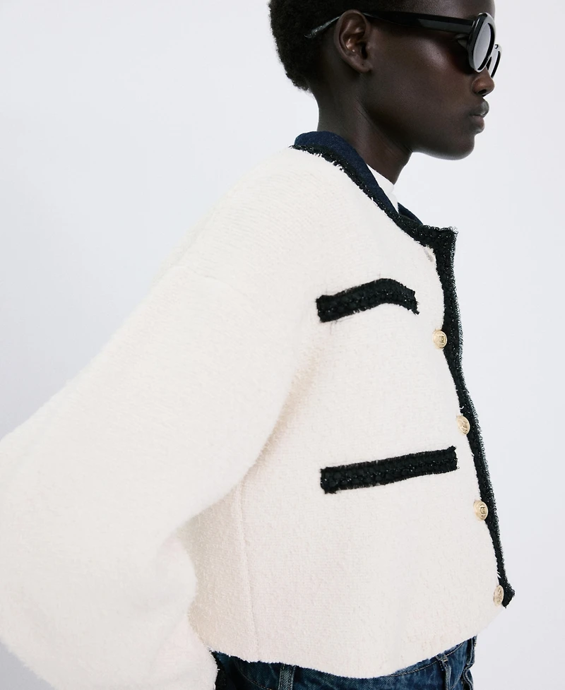 Mango Women's Contrasting Ribbed Cardigan