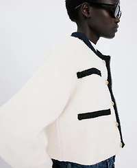 Mango Women's Contrasting Ribbed Cardigan