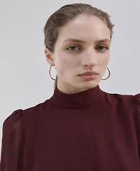 Mango Women's Draped Collar Ruffled Dress