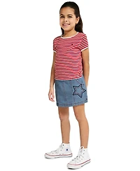 Tommy Hilfiger Girls' 4-6X Crewneck T-Shirt and Front Waist Skort, 2-Piece Set