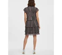 Vince Camuto Women's Metallic Crinkle Sleeveless Dress