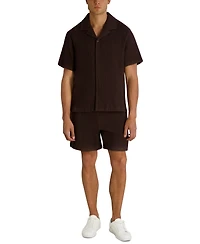 Karl Lagerfeld Paris Men's Camp Collared Textured Short-Sleeve Woven Shirt