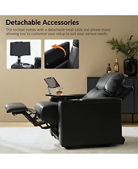 Modern Lothaire Genuine Leather Power Recliner with Adjustable Headrest