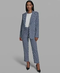 Karl Lagerfeld Paris Womens One Button Patterned Jacket Straight Leg Pants