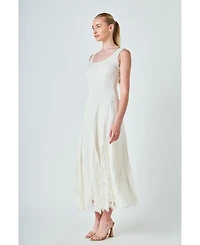 endless rose Women's Lace Satin Maxi Dress