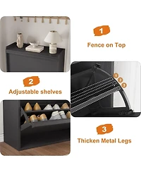 Gaomon Shoe Cabinet with 3 Flip Drawers, Narrow Cabinet with Adjustable Shelves, Modern Wooden Shoe Organizer with Hidden Handle for Entryway