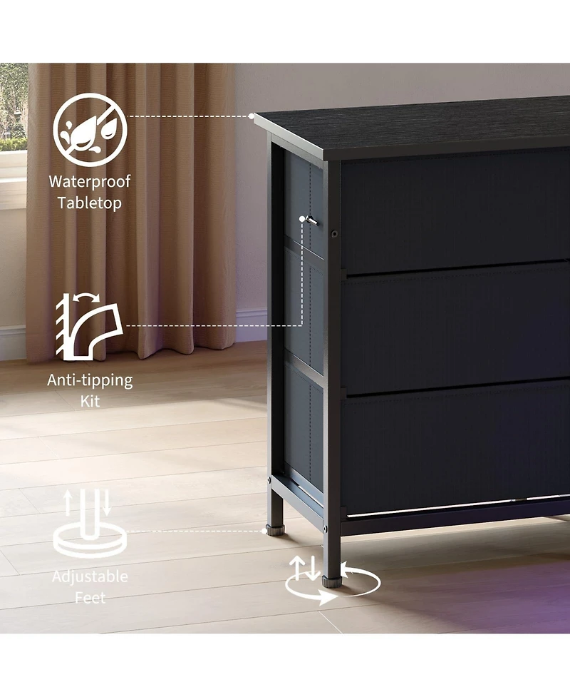 gaomon Tv Stand with Drawers and Outlet, Long Entertainment Center for Tv, Fabric Dresser Media Console