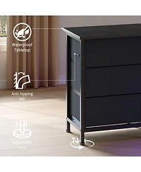 gaomon Tv Stand with Drawers and Outlet, Long Entertainment Center for Tv, Fabric Dresser Media Console