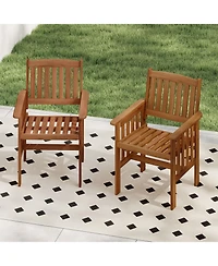 Gymax Patio Dining Chairs Set of 4 w/Slatted Backrest Seat for Balcony Poolside Porch