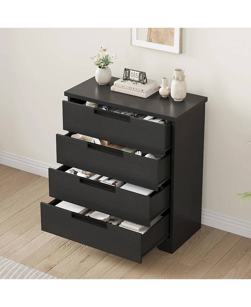 gaomon 4 Drawer Dresser , Chest of Drawers with Embedded Handles Design, Wooden Organizer for Living