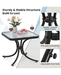 Gymax 2PCS 20'' Outdoor Side Table w/Tempered Glass Top Metal Frame Patio End Table