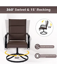 Gymax Padded Patio Swivel Chairs Set of 2 Ergonomic Outdoor Dining w/High Back