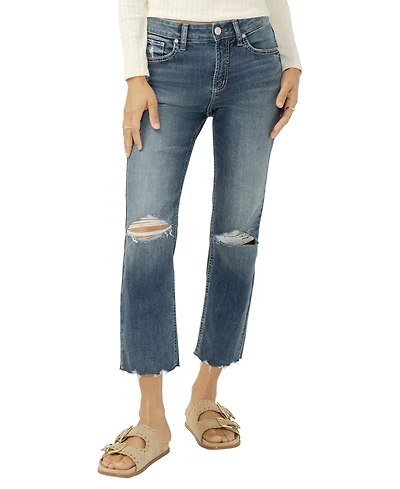 Silver Jeans Co. Women's Avery High-Rise Straight-Leg Cropped