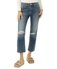 Silver Jeans Co. Women's Avery High-Rise Straight-Leg Cropped