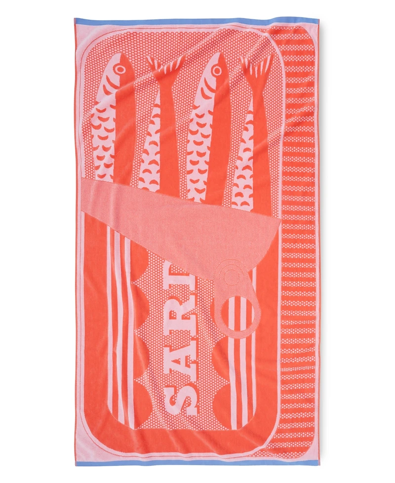 The Beach House Sardine Print Cotton Beach Towel, 40" x 70"