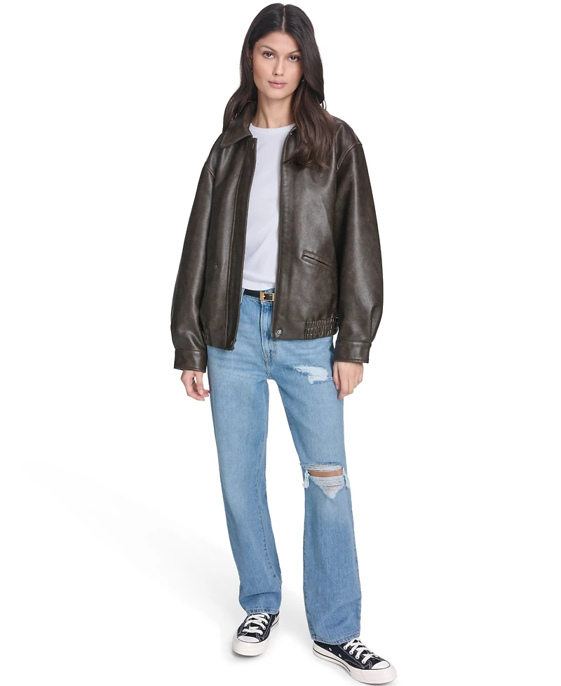 Levi's Women's Faux Leather Relaxed-Fit Bomber Jacket