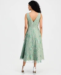 Tahari Asl Women's V-Neck Metallic Tk Dress