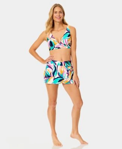 Anne Cole Womens Soft Shirred Band Swim Bikini Top Tulip Drape Swim Skirt