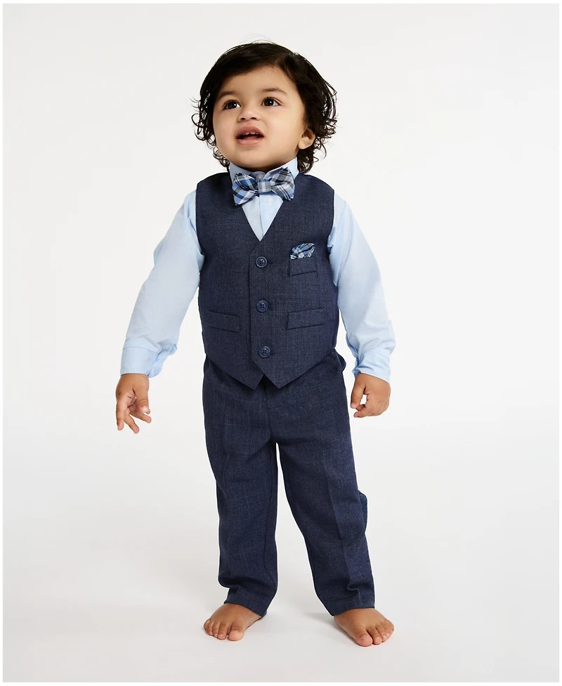 Nautica Baby Boys Striated Twill Vest 4-Piece Set