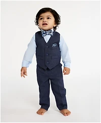 Nautica Baby Boys Striated Twill Vest 4-Piece Set
