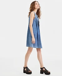 Lucky Brand Women's Cotton Pleated Denim Mini Dress
